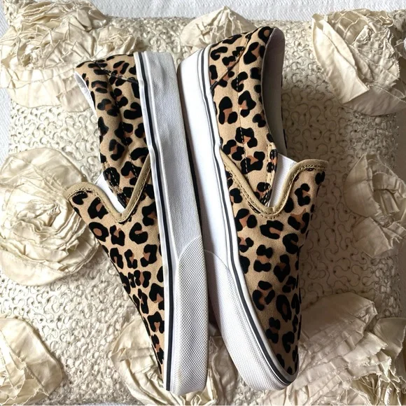 Vans Leopard Print Slip On Black Tan Casual Classic Slip On Shoes Size 9 - Picture 9 of 16